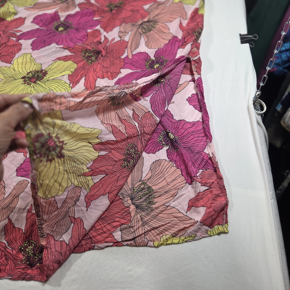 Joyspun Floral Spaghetti Strap Maxi Dress Pink Yellow Blossom Flowy Summer - Picture 15 of 16